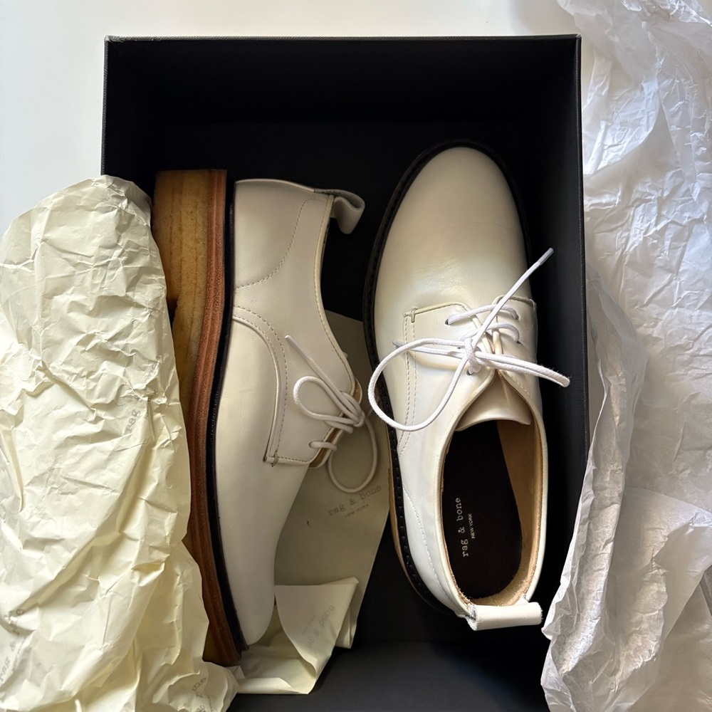 Rag & Bone White Victor Crepe Oxford Shoes size 36 - Picture 11 of 12